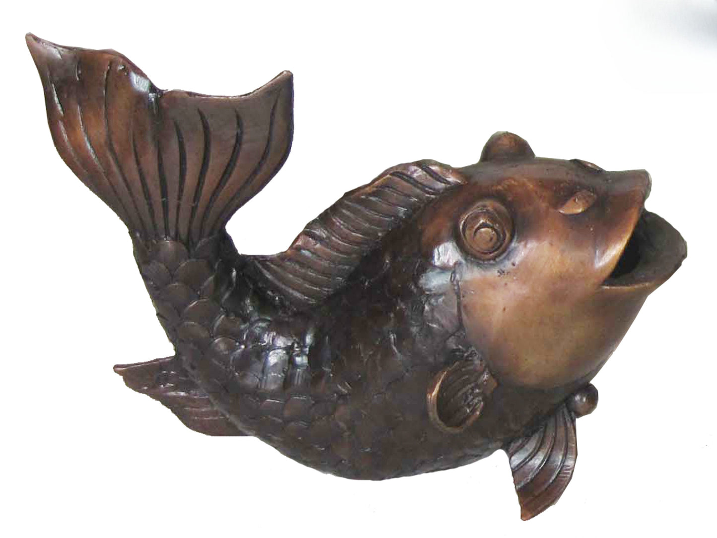 bronze luxury handmade furniture fish sculpture, perfect for modern luxury decor, on a white background.