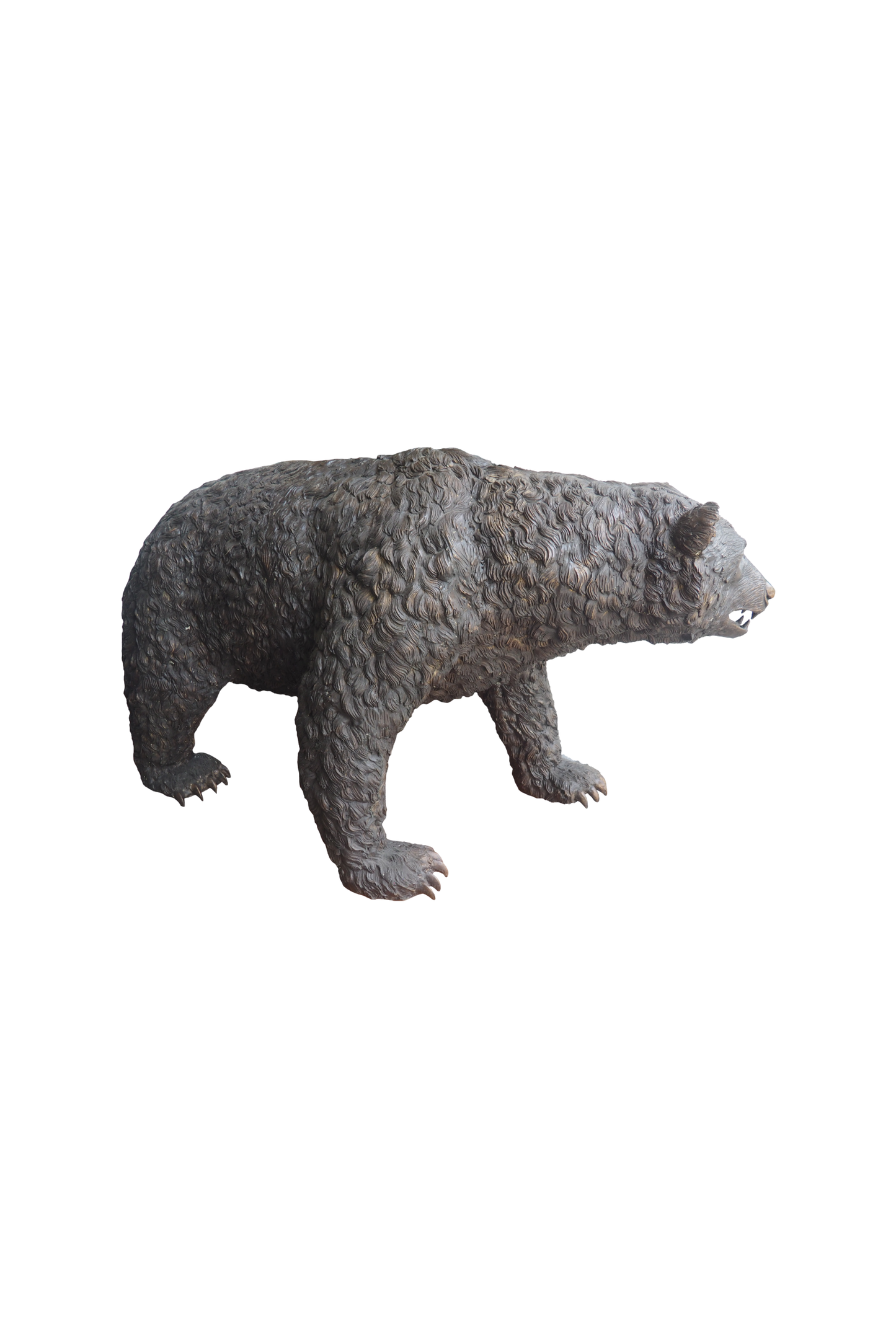 bronze bear statue on for feet look right on white background. Luxury Handmade Decor