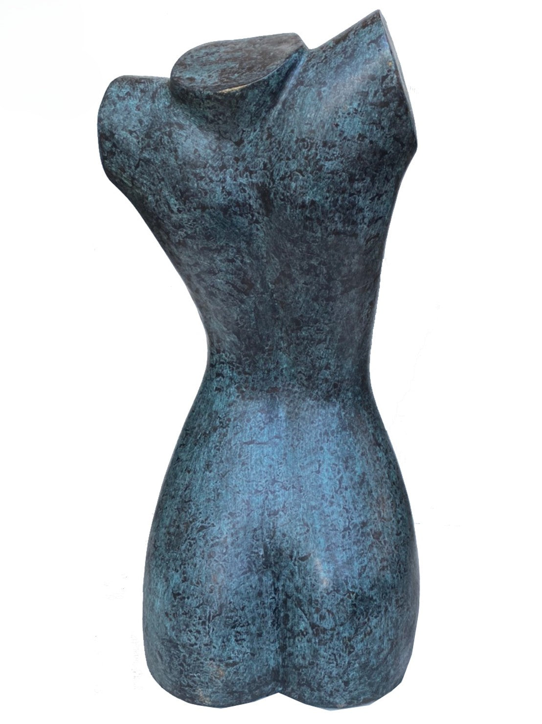 Bronze luxury handmade furniture sculpture of a female torso, ideal for modern luxury decor, on a white background. Back Side
