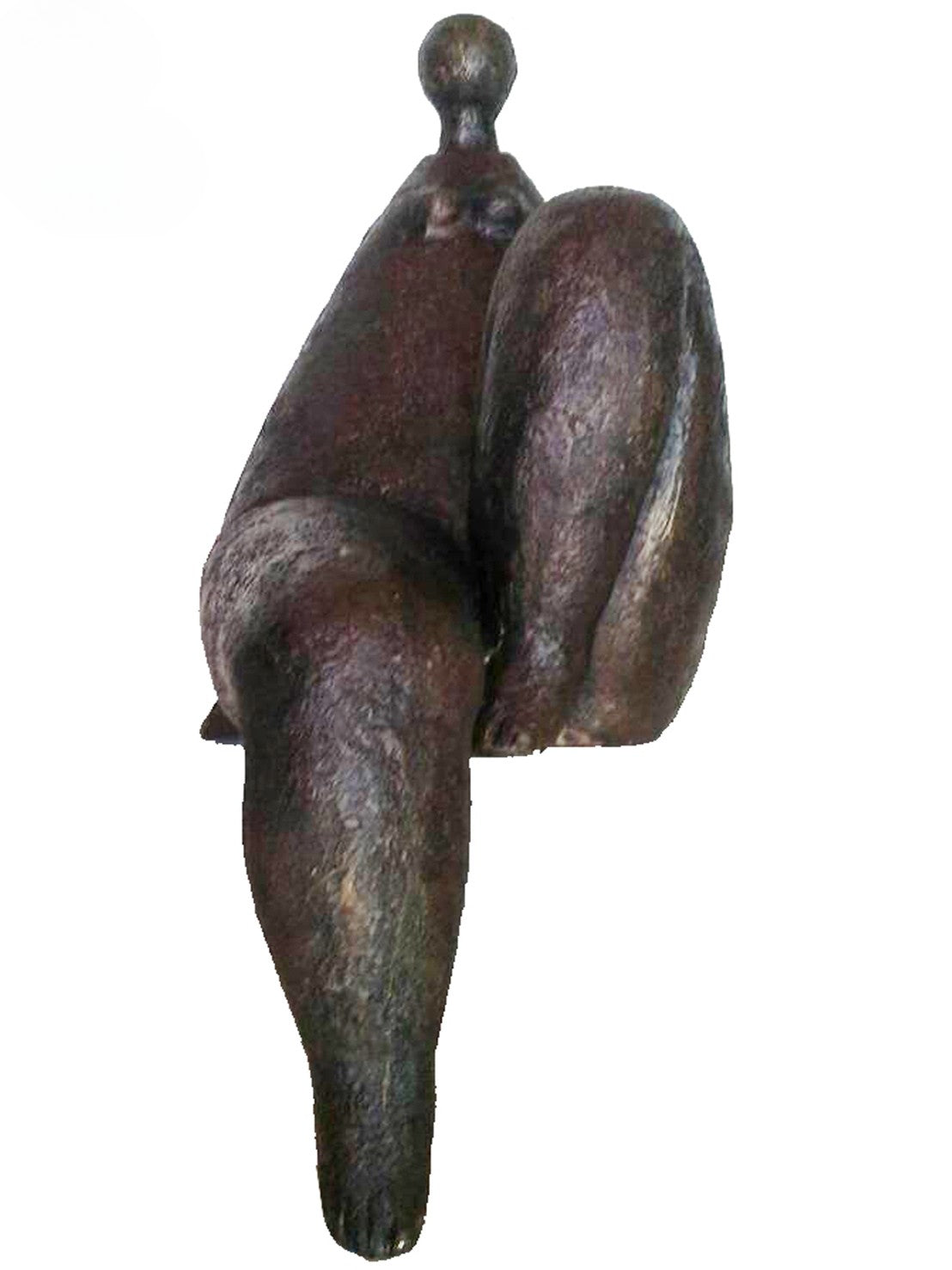 Bronze luxury handmade furniture sculpture of an abstracted figure, ideal for modern luxury decor, on a white background. - straight view