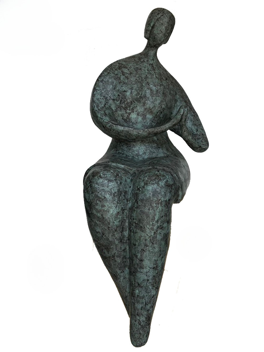 Bronze sculpture of a seated figure on a white background - luxury handmade furniture