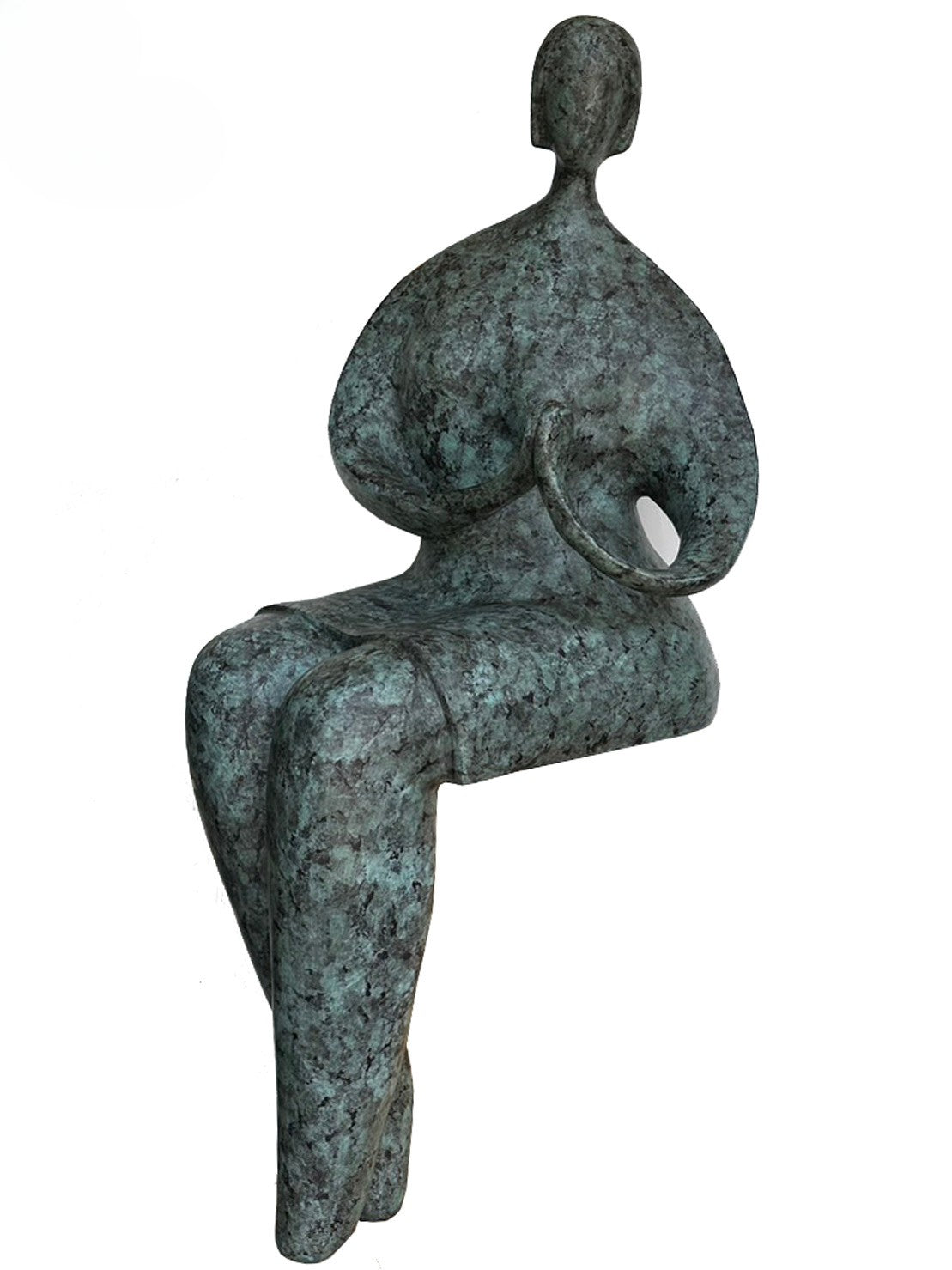 Bronze sculpture of a seated figure on a white background - luxury handmade furniture