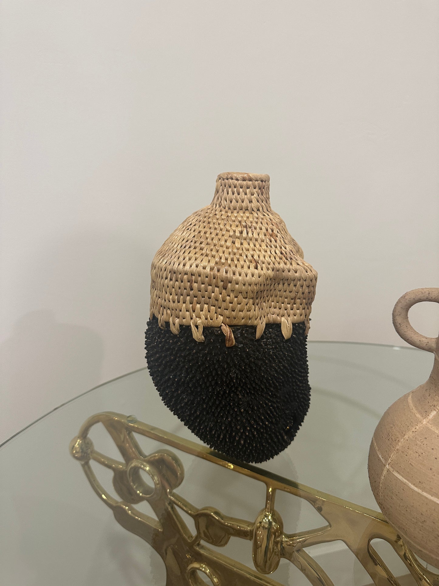 Tall Kha-noon x Rattan Two Tone Brass Vase