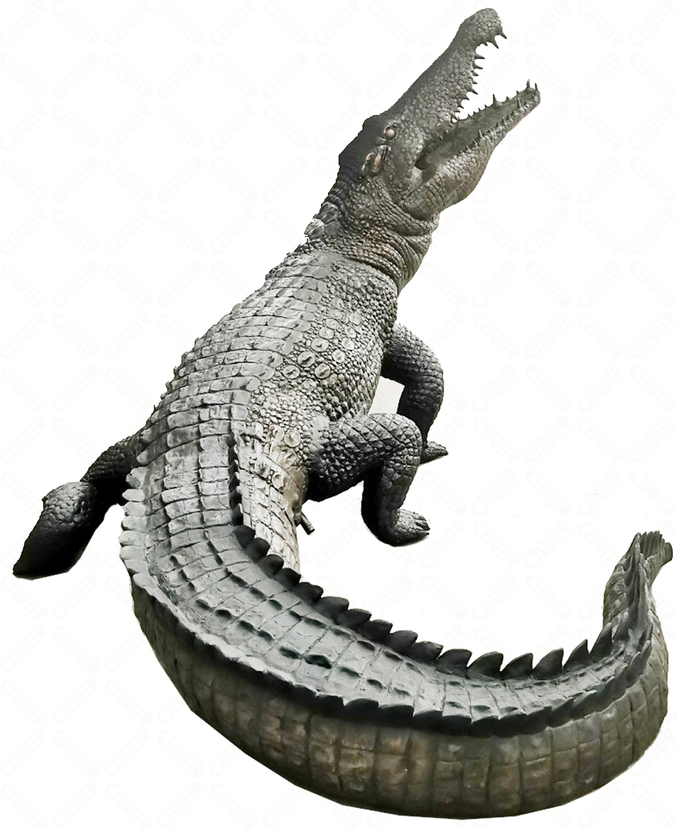 Brass luxury handmade furniture crocodile sculpture, perfect for modern luxury decor, on a white background.