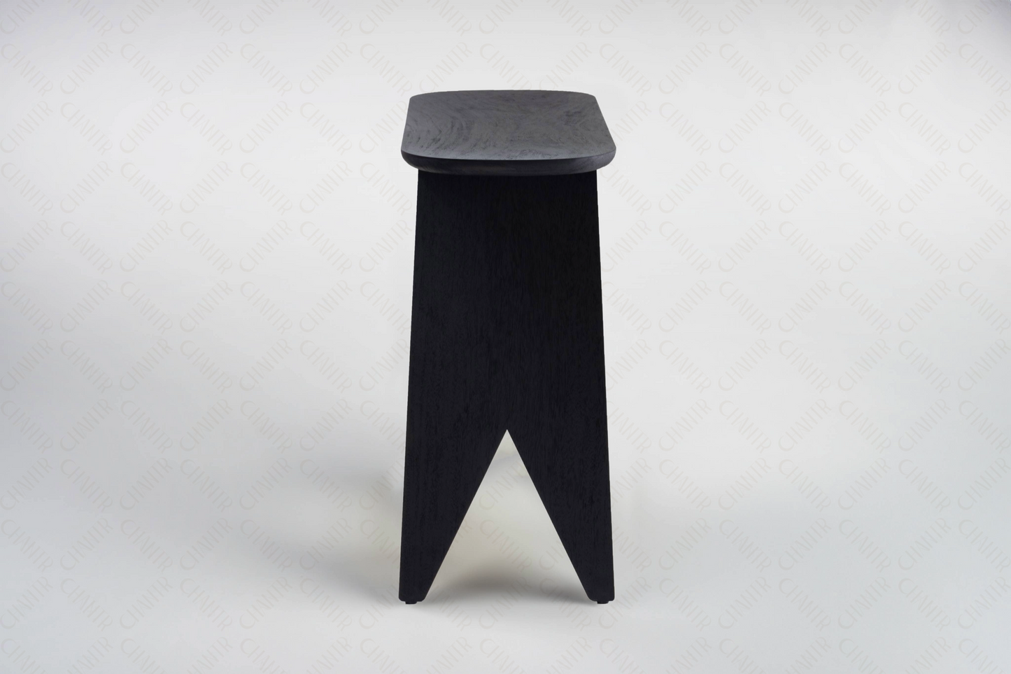 Side angle - Black luxury handmade furniture console table made of acacia wood, ideal for modern luxury decor, on a white background.