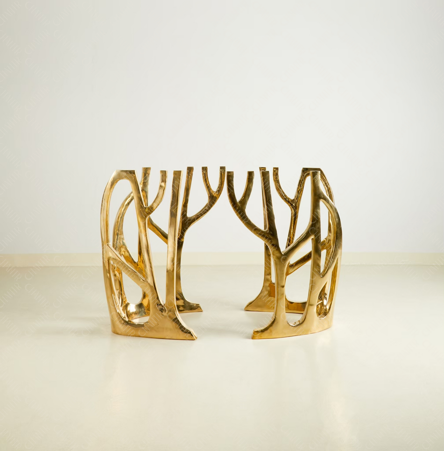 Gold brass luxury handmade furniture console base, perfect for modern luxury decor, on a white background