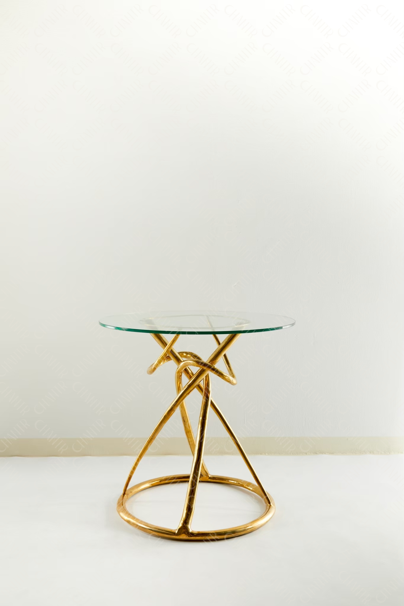 Gold brass luxury handmade furniture side table with glass top, perfect for modern luxury decor, on a white background.