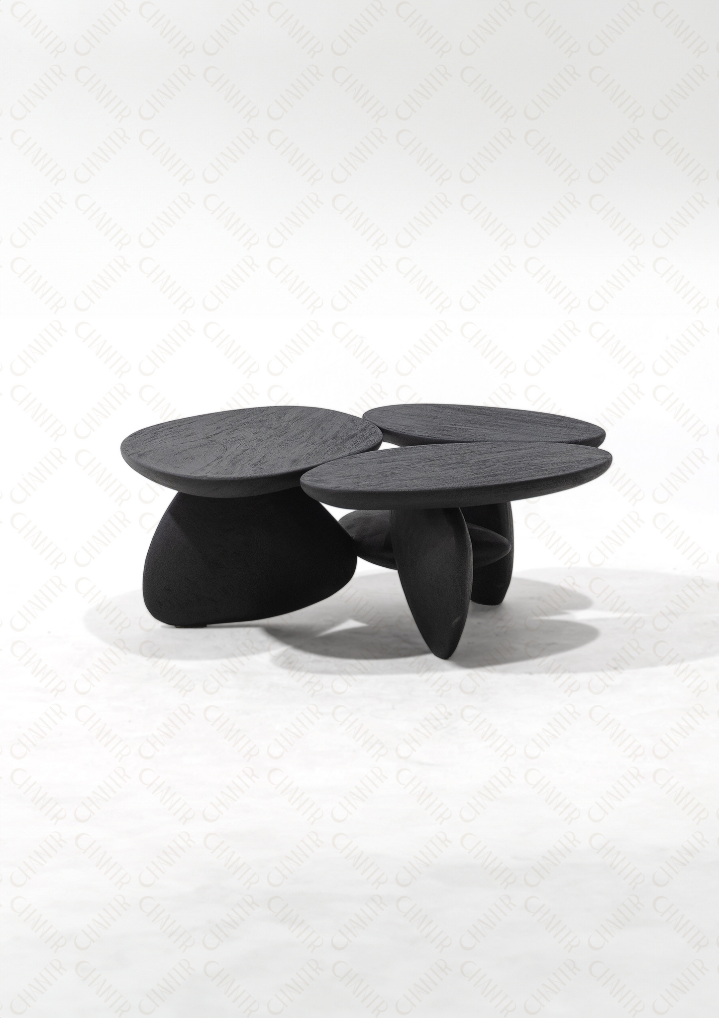 Side Angle - Modern black luxury handmade furniture coffee table, perfect for modern luxury decor, on a white background