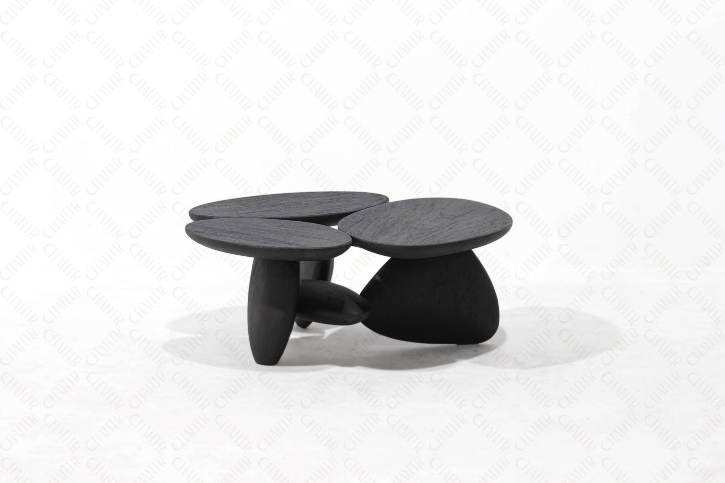 Side Angle - Modern black luxury handmade furniture coffee table, perfect for modern luxury decor, on a white background