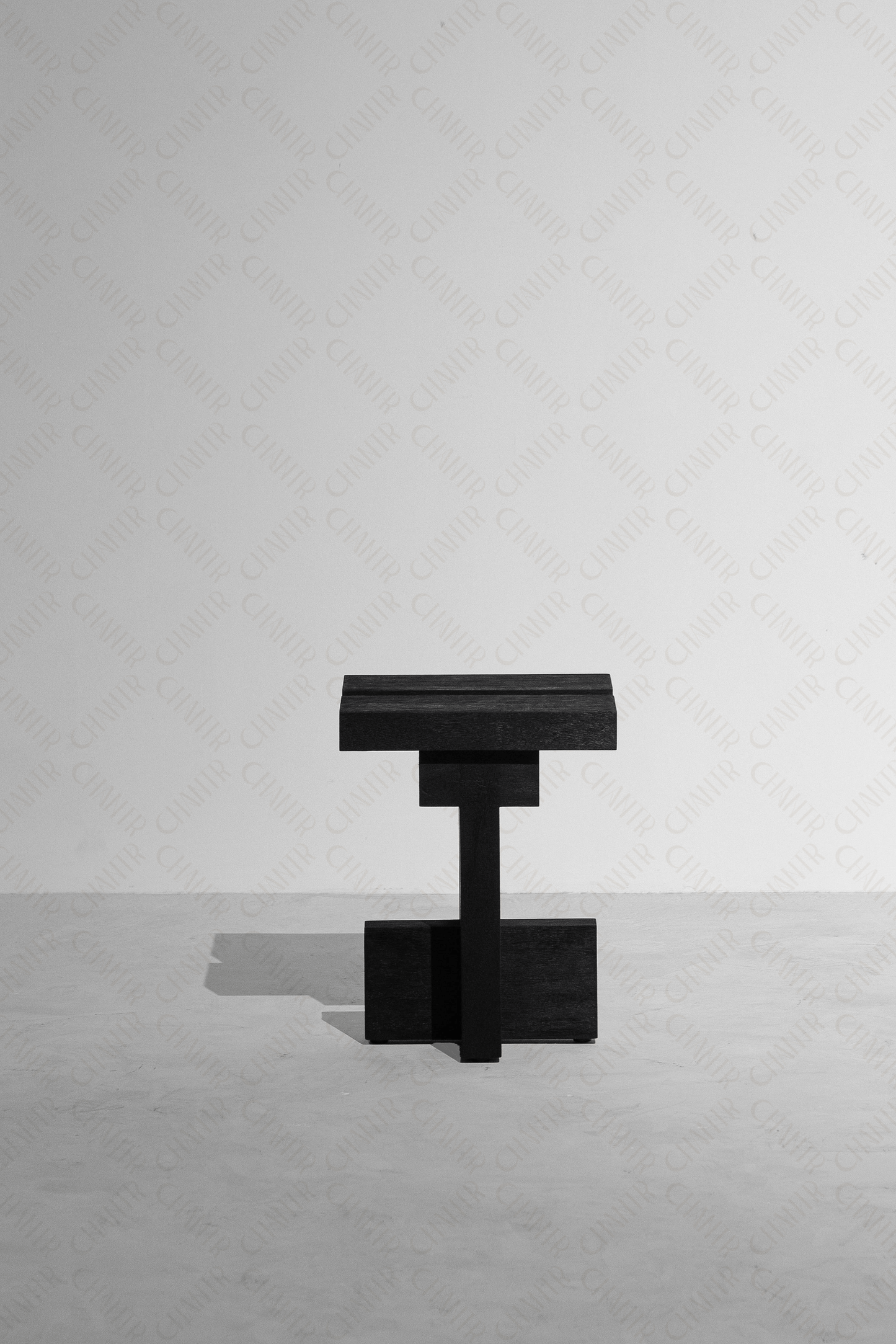 Full side angle - Black luxury handmade furniture abstract sculpture, ideal for modern luxury decor, on a white background.