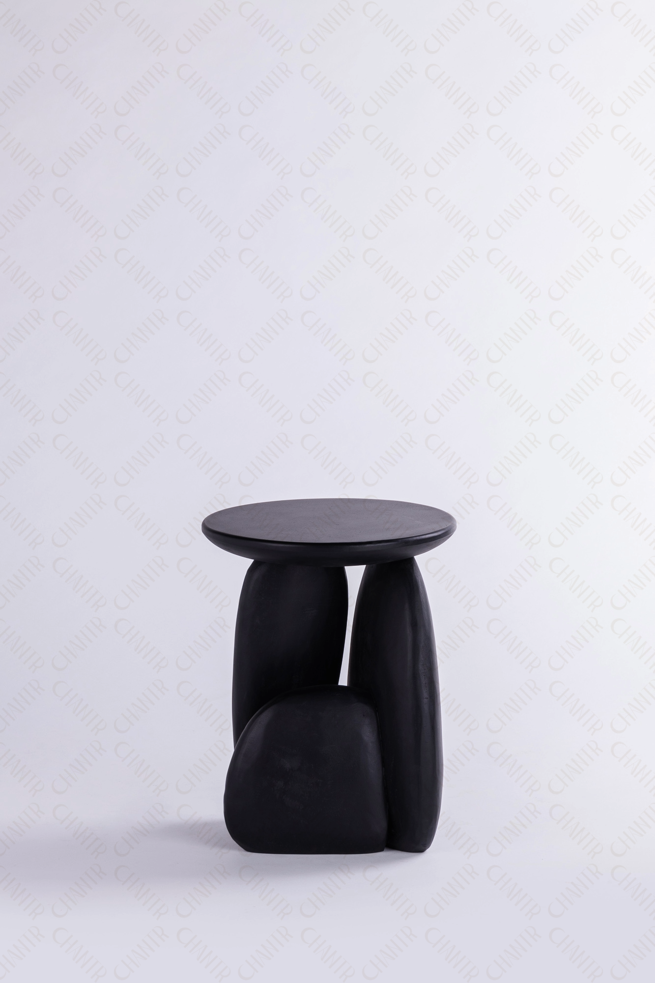 Other angle - Black luxury handmade furniture side table, ideal for modern luxury decor, on a white background.