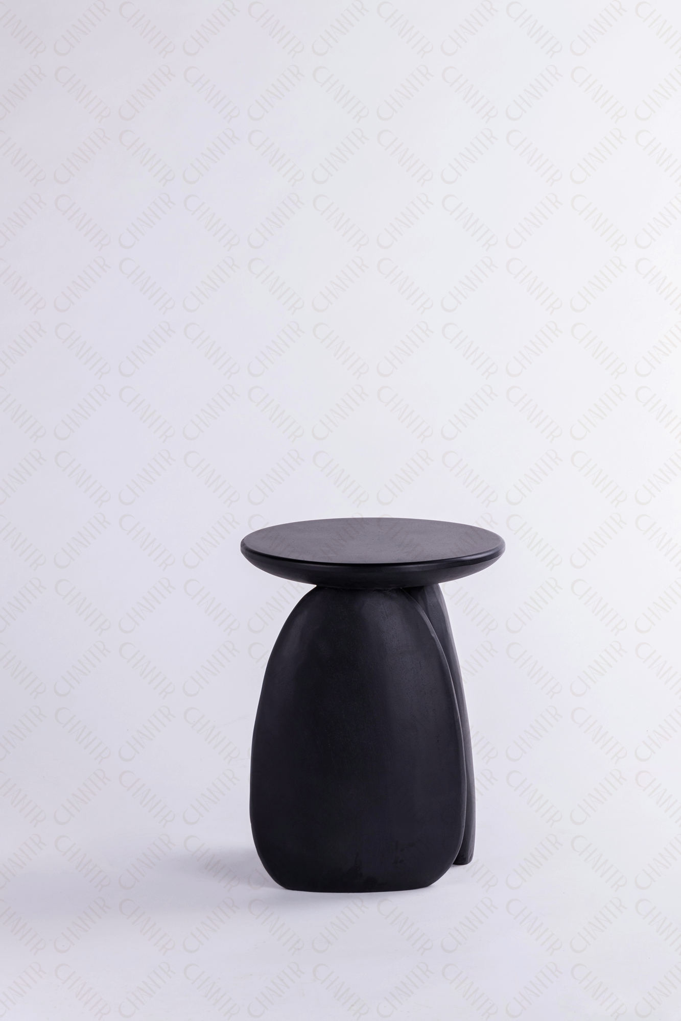 Side Angle - Black luxury handmade furniture side table, ideal for modern luxury decor, on a white background.
