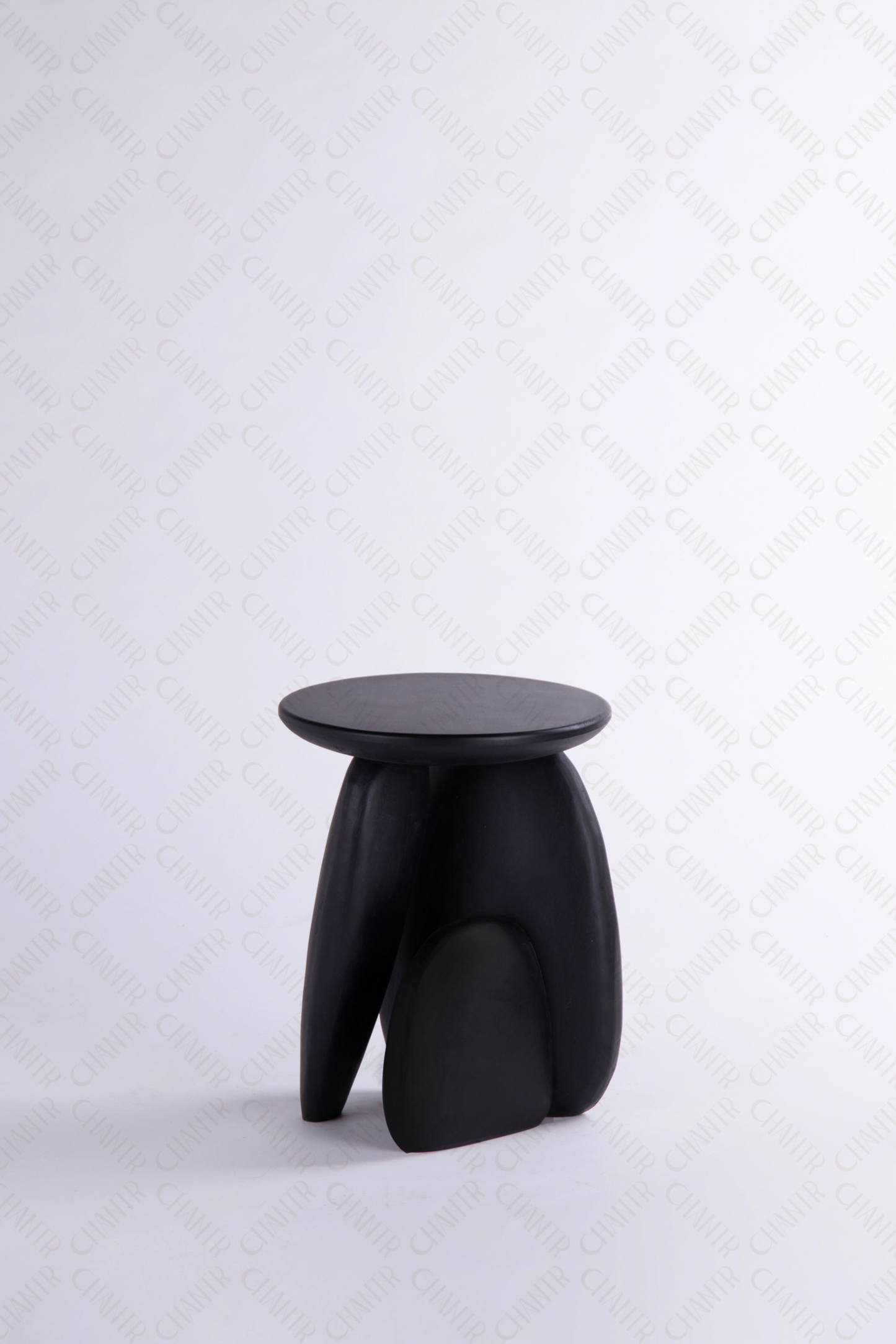 Back angle - Black luxury handmade furniture side table, ideal for modern luxury decor, on a white background.