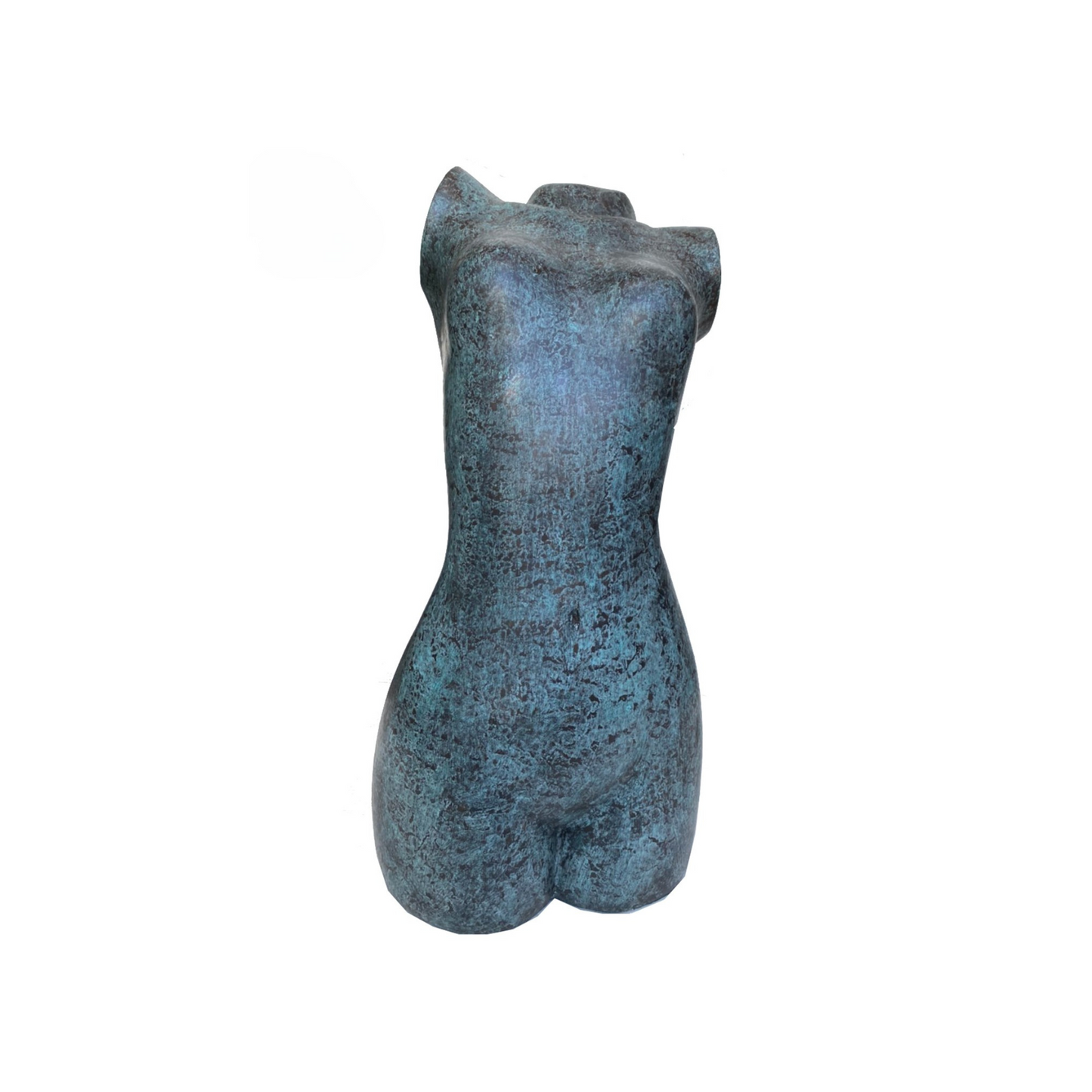 Bronze luxury handmade furniture sculpture of a female torso, ideal for modern luxury decor, on a white background. Front Side