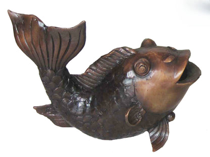 bronze luxury handmade furniture fish sculpture, perfect for modern luxury decor, on a white background.