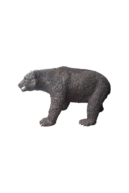 bronze bear statue on for feet look left on white background. Luxury Handmade Decor