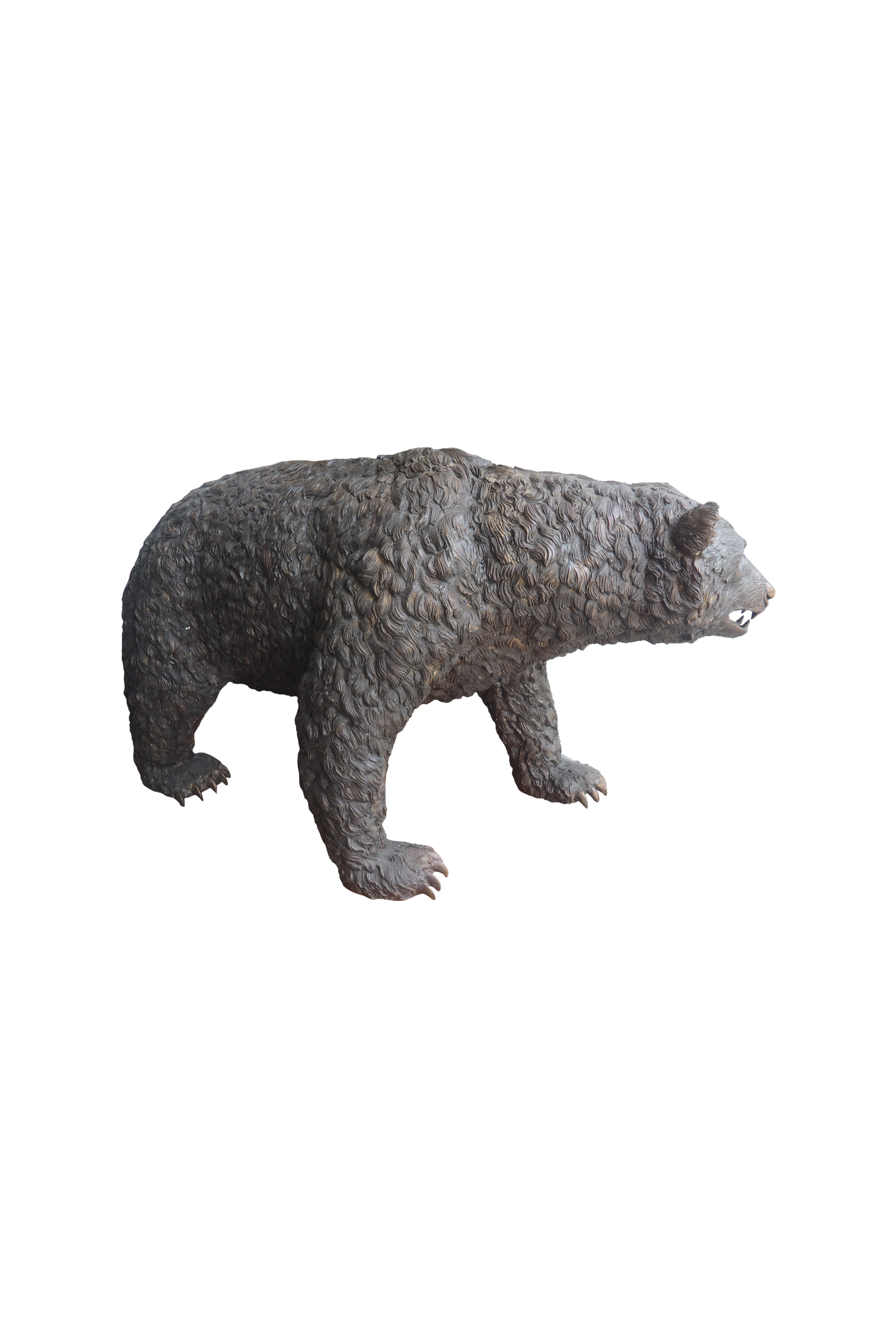 bronze bear statue on for feet look right on white background. Luxury Handmade Decor