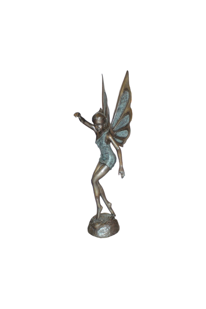 Bronze fairy statue on a white background