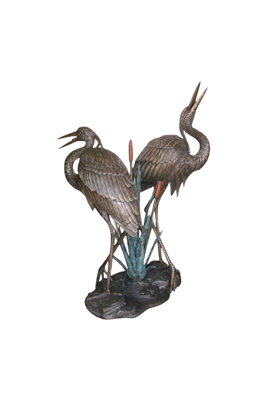 Elegant Standing Storks Bronze Sculpture | Chantr Living