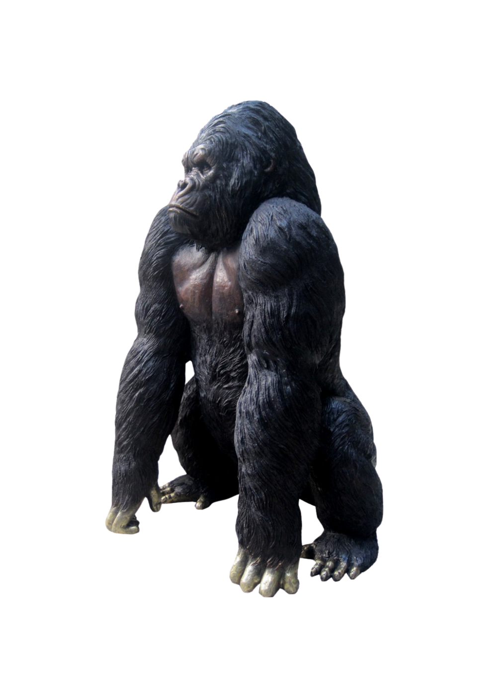 bronze Gorilla figure on a white background