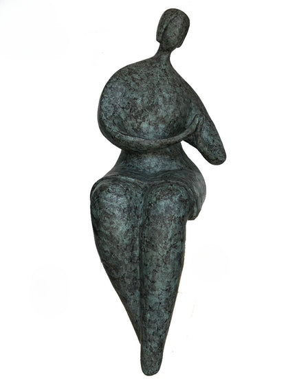 Bronze sculpture of a seated figure on a white background - luxury handmade furniture