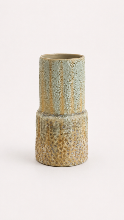 Stacked Ceramic Vase in Sage & Sand