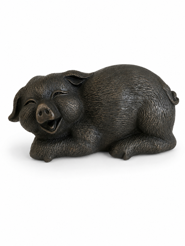 Smiling Pig Bronze Sculpture | Chantr Living