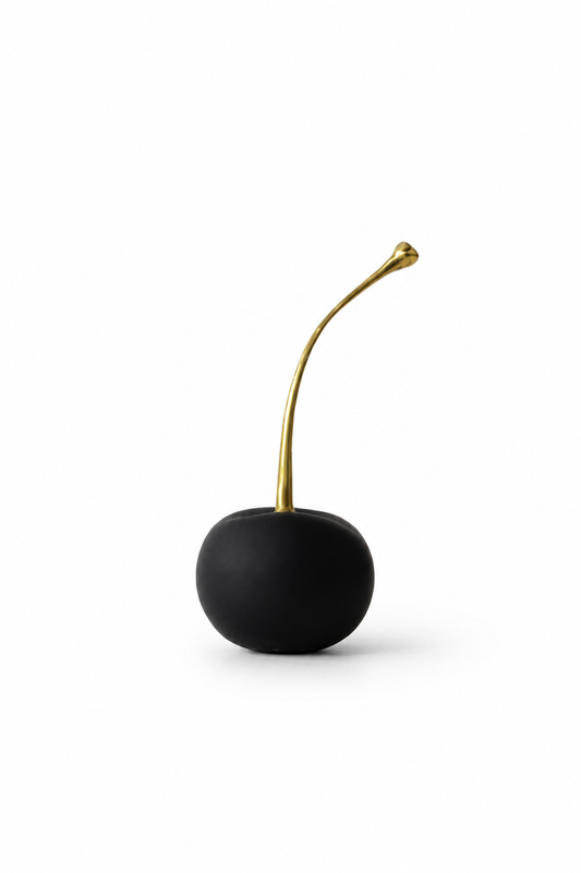 Black brass cherry decor on a white background
