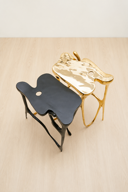 top of Gold and black modern brass side tables