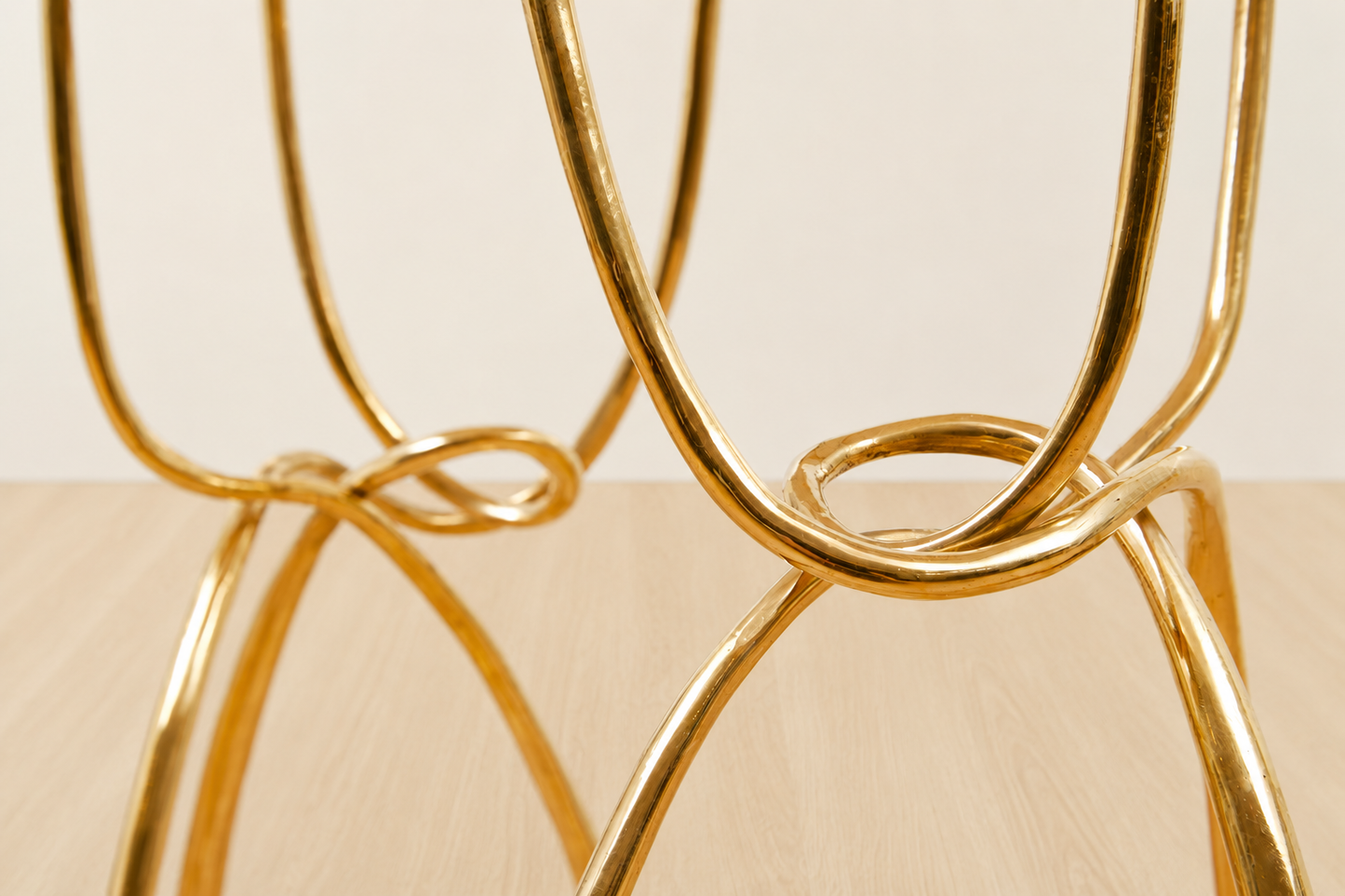 detail of a brass console base