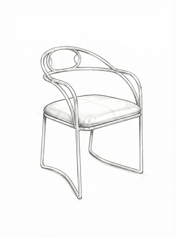 Drawing of c custom chair for client.
