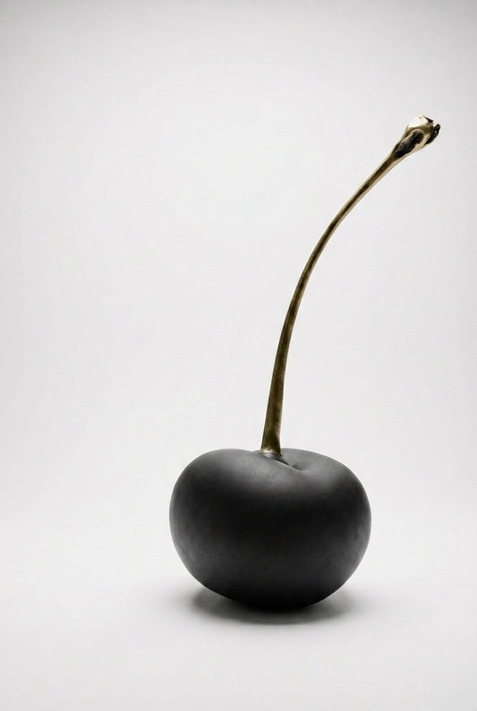 Black brass cherry decor on a white background