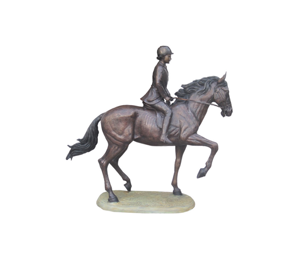 Lady of the Jockey Riding Horse Bronze Sculpture | Chantr Living
