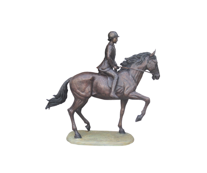 Lady of the Jockey Riding Horse Bronze Sculpture | Chantr Living