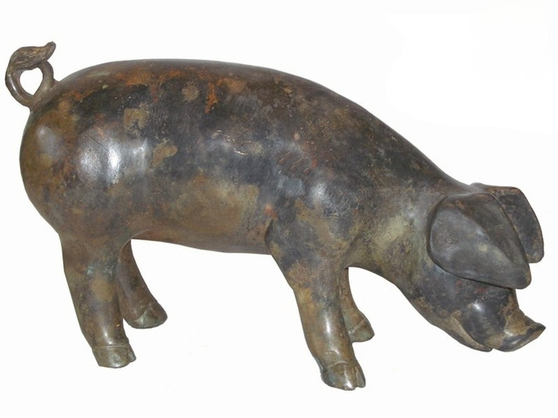 Foraging Pig Bronze Sculpture | Chantr Living