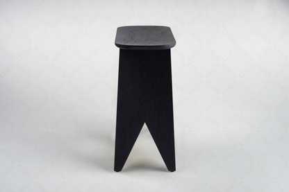 Side angle - Black luxury handmade furniture console table made of acacia wood, ideal for modern luxury decor, on a white background.