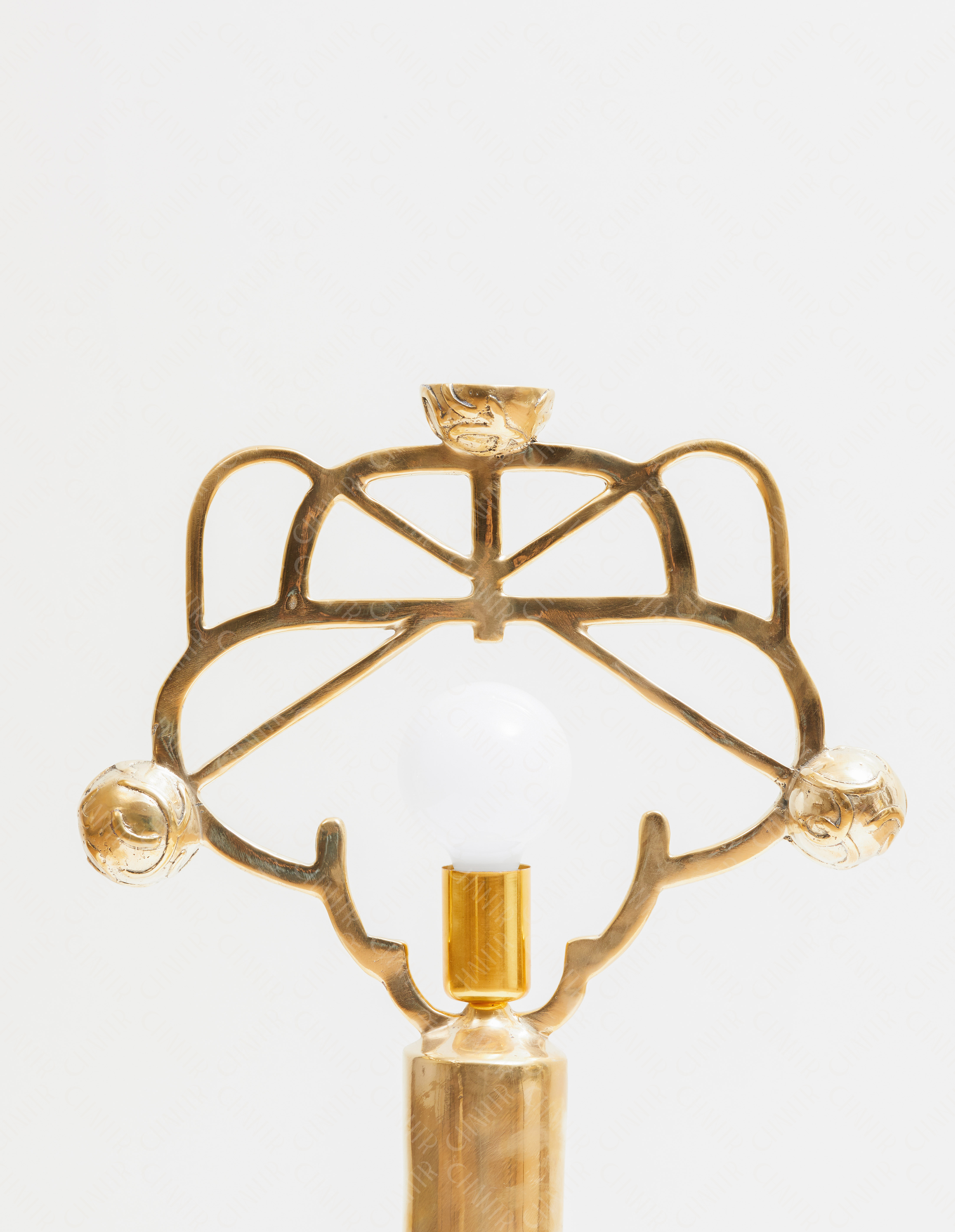 Zoom in - Modern luxury decor of Gold lamp made of brass on a white background.