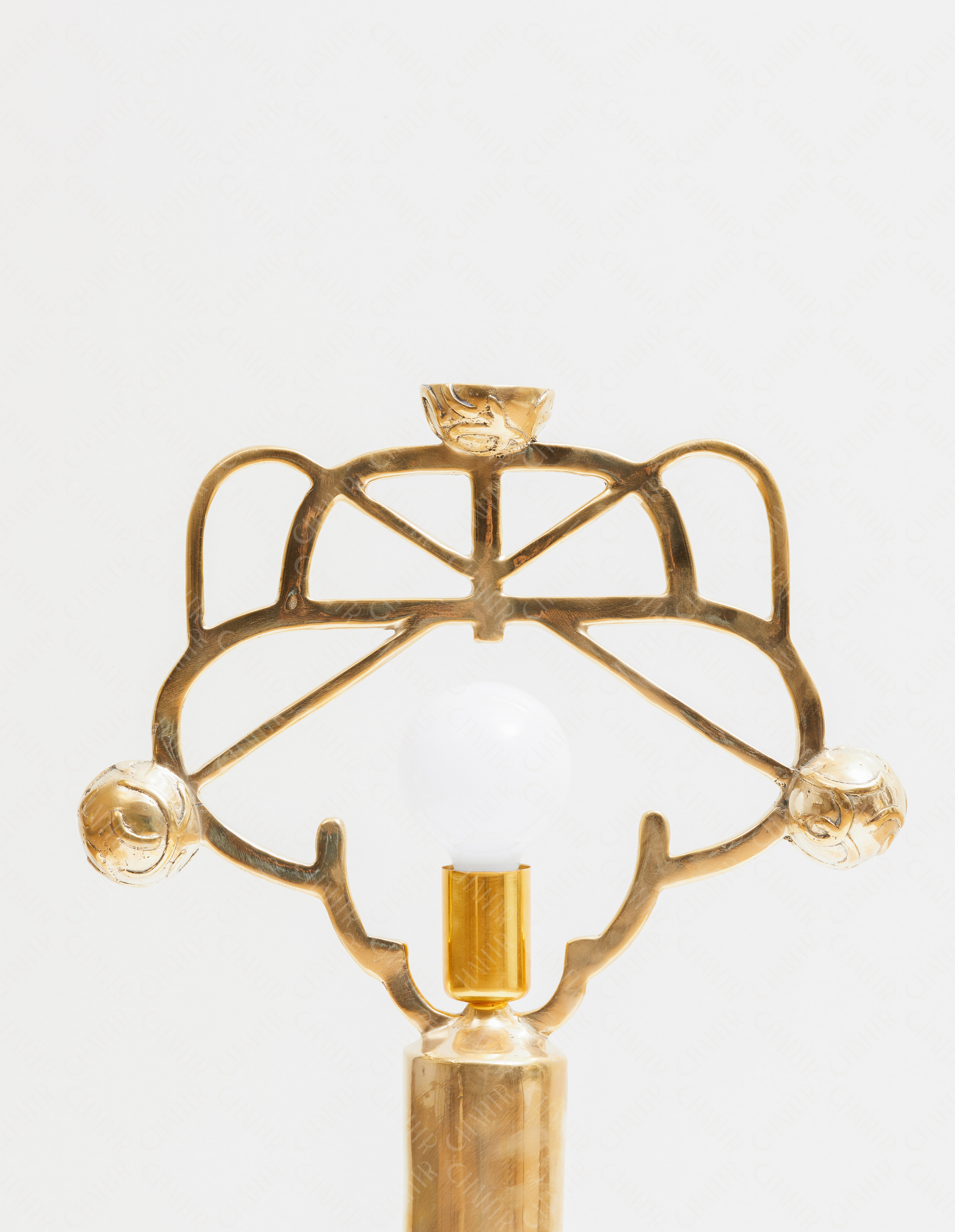 Zoom in - Modern luxury decor of Gold lamp made of brass on a white background.