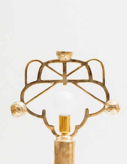Zoom in - Modern luxury decor of Gold lamp made of brass on a white background.