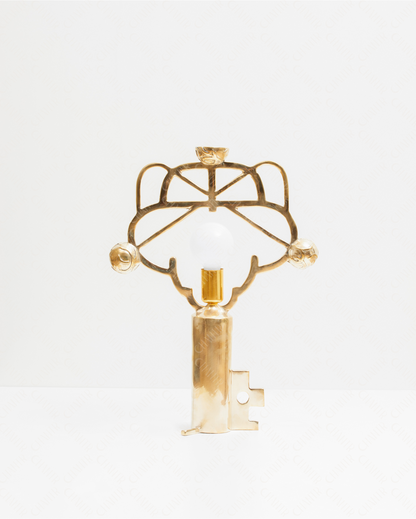 Gold brass luxury handmade furniture lamp, ideal for modern luxury decor, on a white background.