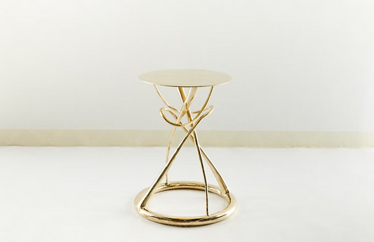 Gold brass luxury handmade furniture side table, ideal for modern luxury decor, on a white background.