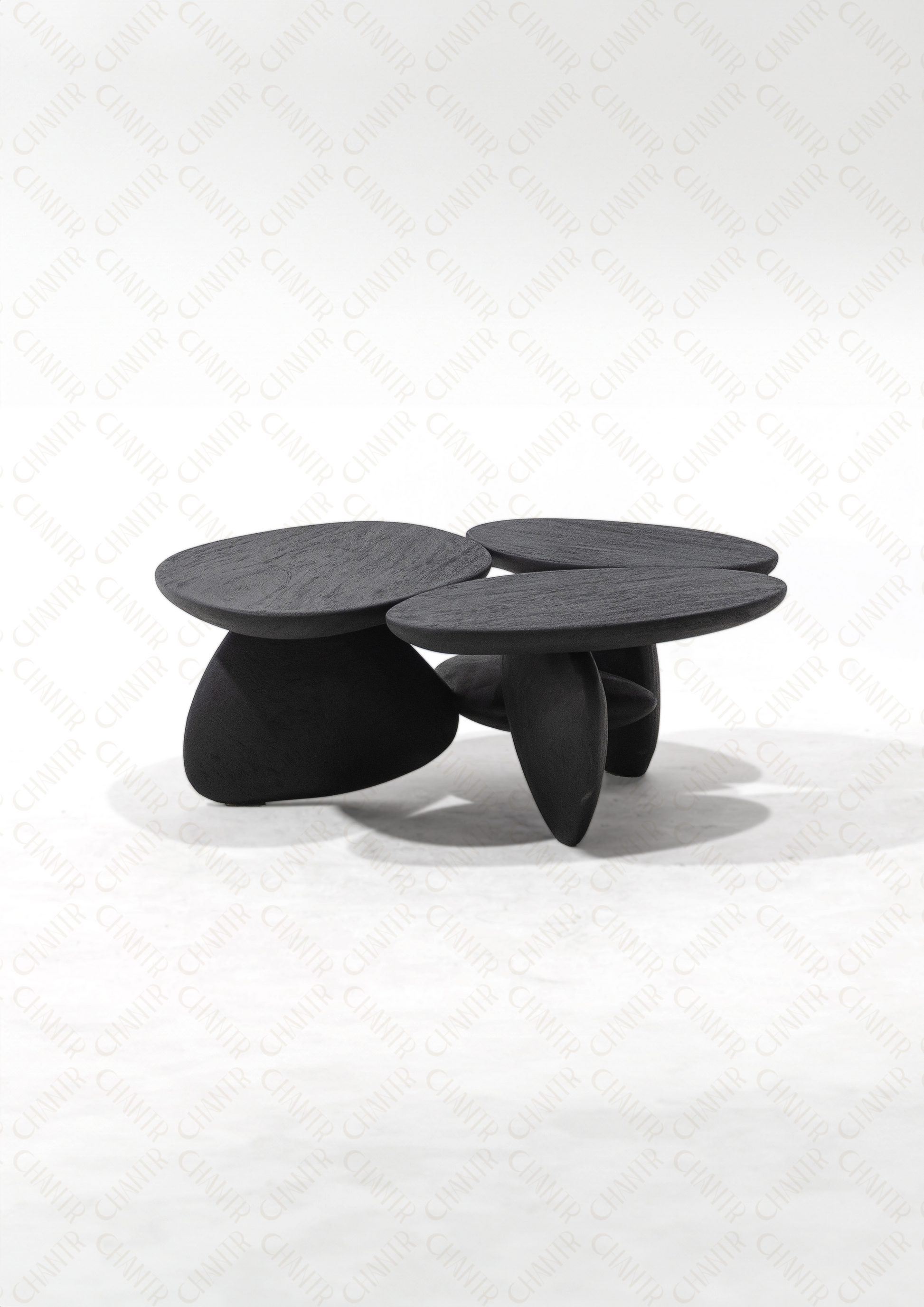 Side Angle - Modern black luxury handmade furniture coffee table, perfect for modern luxury decor, on a white background