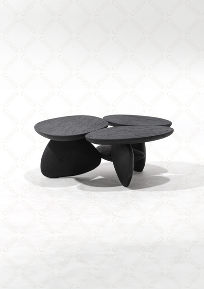 Side Angle - Modern black luxury handmade furniture coffee table, perfect for modern luxury decor, on a white background