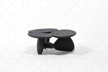 Side Angle - Modern black luxury handmade furniture coffee table, perfect for modern luxury decor, on a white background