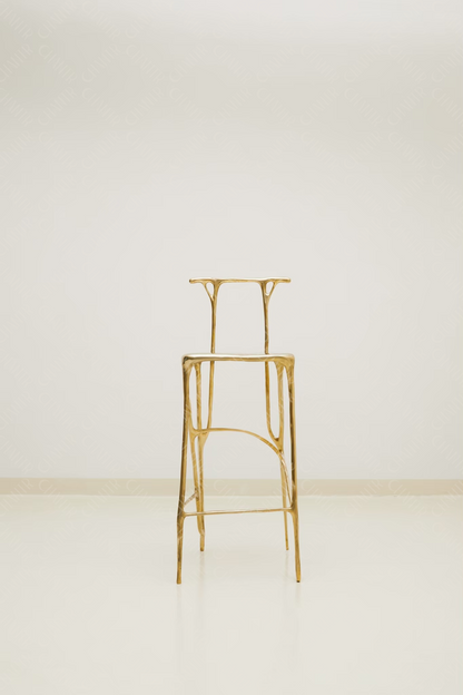 Gold brass luxury handmade furniture bar stool, perfect for modern luxury decor, against a white background.