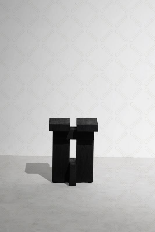 Black luxury handmade furniture abstract sculpture, ideal for modern luxury decor, on a white background.