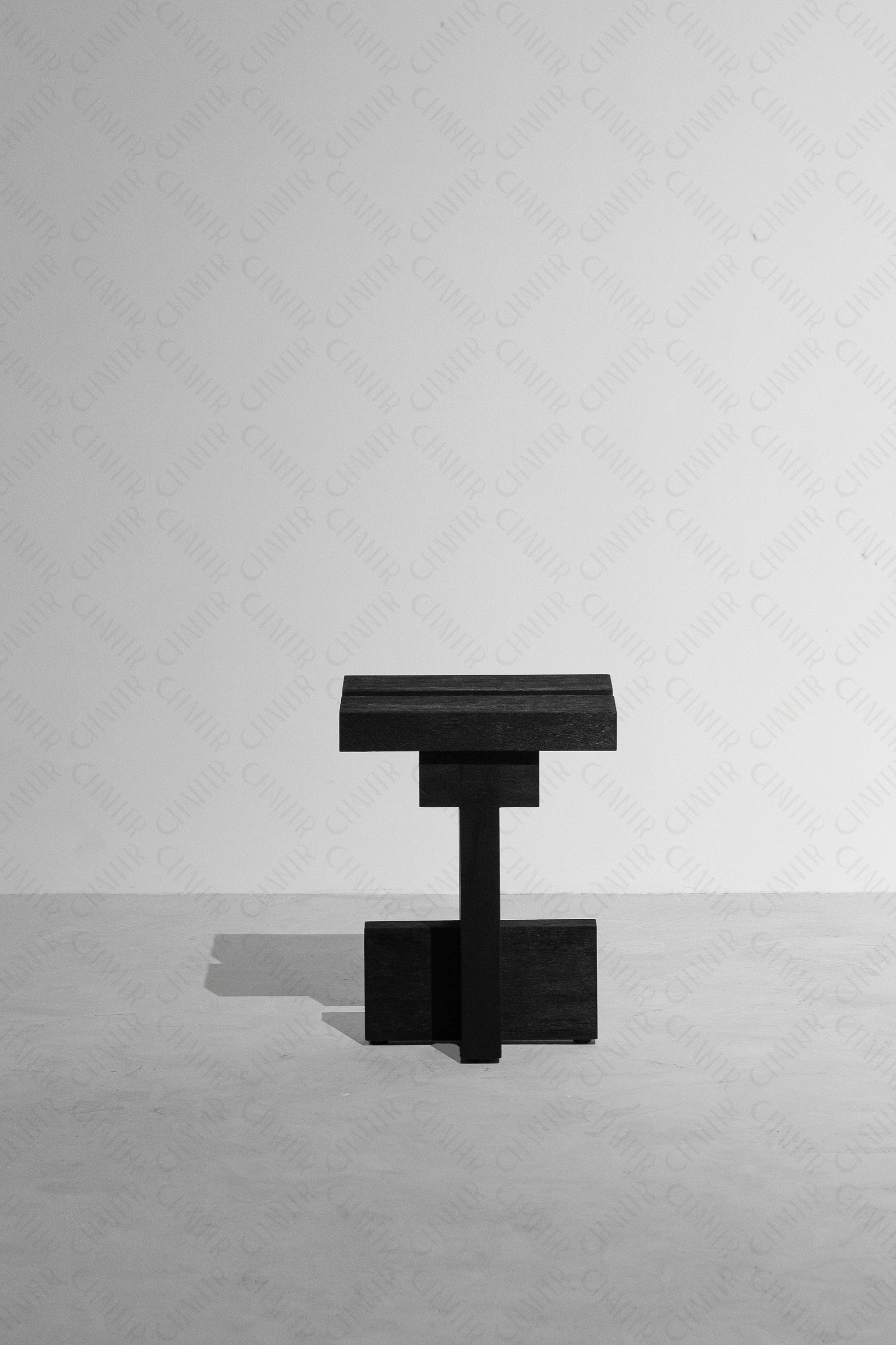 Full side angle - Black luxury handmade furniture abstract sculpture, ideal for modern luxury decor, on a white background.