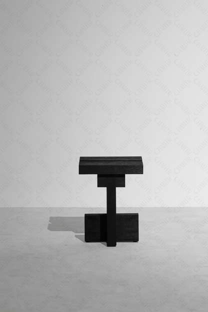 Full side angle - Black luxury handmade furniture abstract sculpture, ideal for modern luxury decor, on a white background.