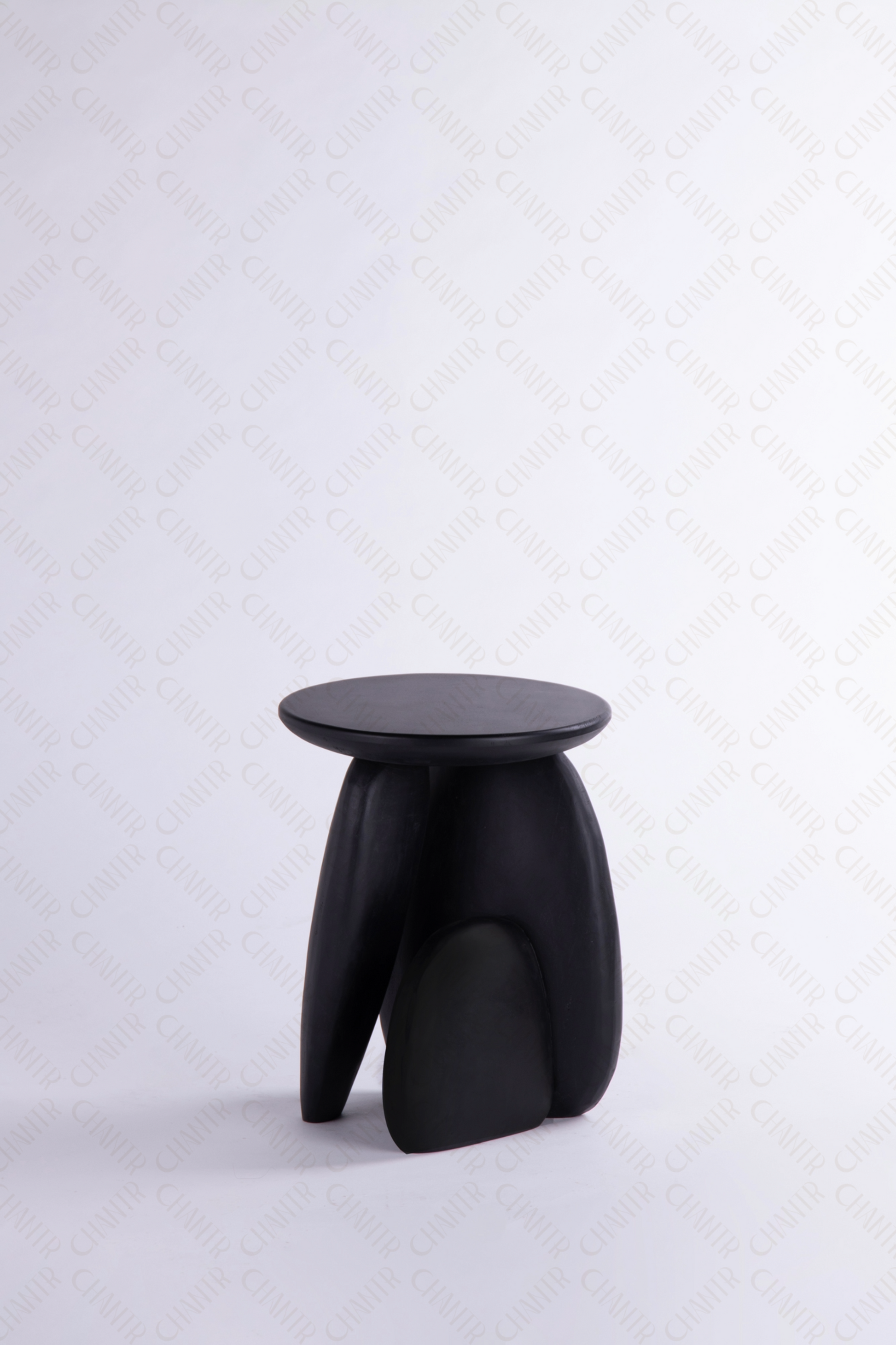 Back angle - Black luxury handmade furniture side table, ideal for modern luxury decor, on a white background.
