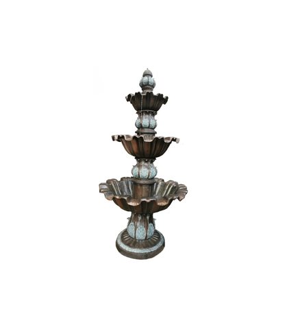 Decorative three-tiered luxury handmade furniture fountain, ideal for modern luxury decor, on a white background.